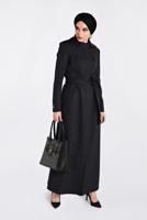 Tesettür giyim SİYAH FERMUAR VE ÇITÇIT DETAYLI PARDESÜ 1356
