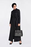 Tesettür giyim SİYAH FERMUAR VE ÇITÇIT DETAYLI PARDESÜ 1356