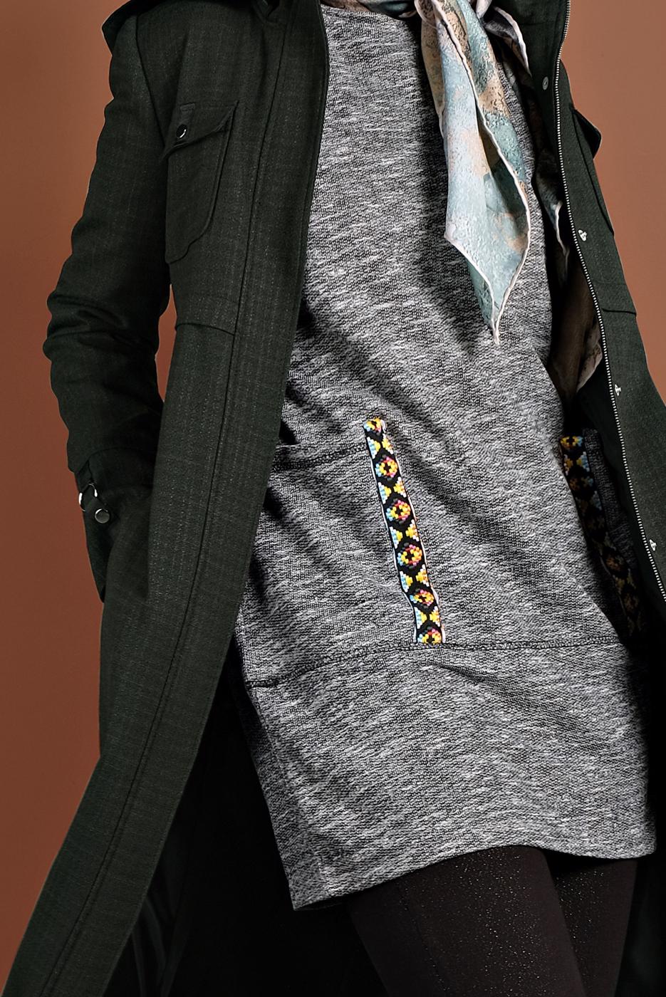 Hijab clothing BLACK ZIPPED TOPCOAT 1356 