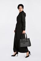 Tesettür giyim SİYAH GİZLİ ÇITÇIT VE FERMUARLI PARDESÜ 1358