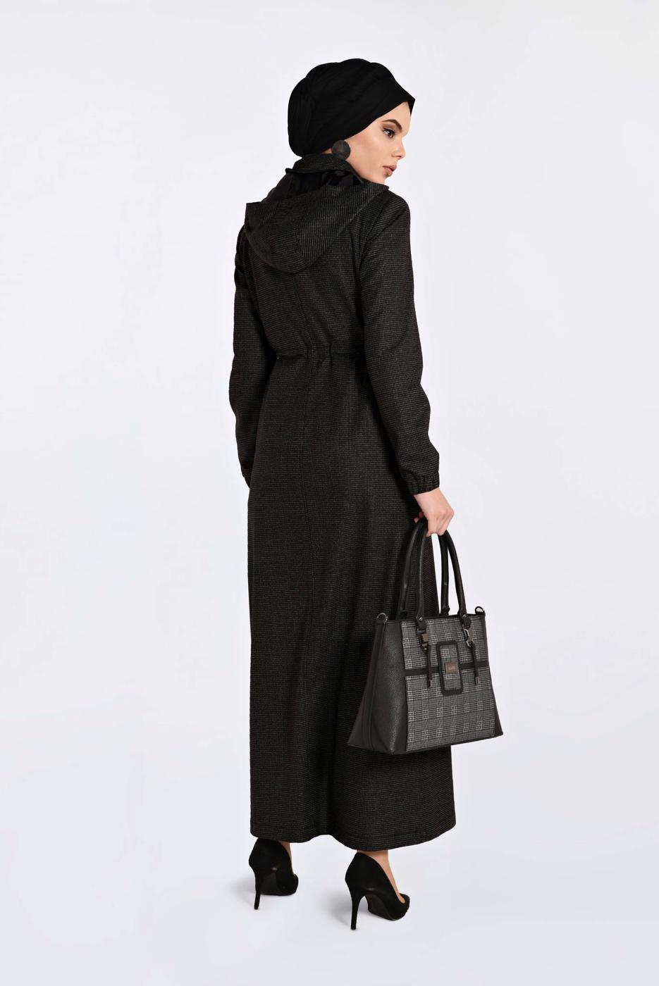 Tesettür giyim SİYAH GİZLİ ÇITÇIT VE FERMUARLI PARDESÜ 1358