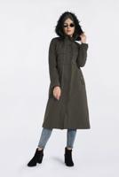 Tesettür giyim HAKİ KAPÜŞONU KÜRKLÜ ÇITÇITLI PARKA 9761