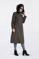 Tesettür giyim HAKİ KAPÜŞONU KÜRKLÜ ÇITÇITLI PARKA 9761