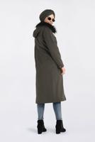 Tesettür giyim HAKİ KAPÜŞONU KÜRKLÜ ÇITÇITLI PARKA 9761
