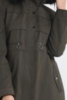 Tesettür giyim HAKİ KAPÜŞONU KÜRKLÜ ÇITÇITLI PARKA 9761