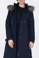 Tesettür giyim LACİVERT KAPÜŞONU KÜRKLÜ ÇITÇITLI PARKA 9761