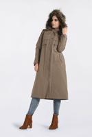 Tesettür giyim KAHVE KAPÜŞONU KÜRKLÜ ÇITÇITLI PARKA 9761