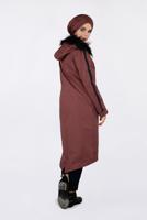 Tesettür giyim KAHVE KAPÜŞONU KÜRKLÜ KOLLARI FERMUAR DETAYLI PARKA 9775