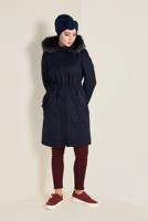Tesettür giyim LACİVERT BELİ BÜZGÜLÜ KAPÜŞONLU PARKA 9779 