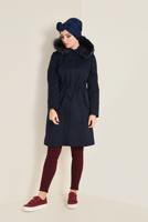 Tesettür giyim LACİVERT BELİ BÜZGÜLÜ KAPÜŞONLU PARKA 9779 