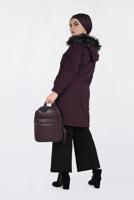 Tesettür giyim BORDO BELİ BÜZGÜLÜ KAPÜŞONLU PARKA 9779 