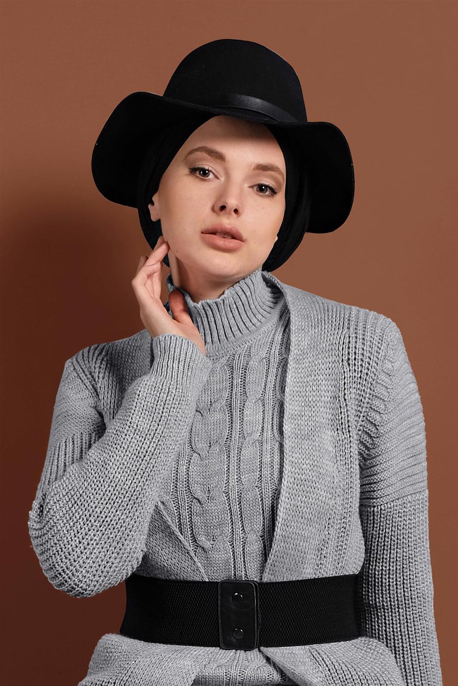 Hijab clothing GREY KNIT DRESS SUIT 0501 