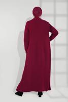 Tesettür giyim BORDO ÖRGÜ DESENLİ TRİKO ELBİSELİ TAKIM T 0501