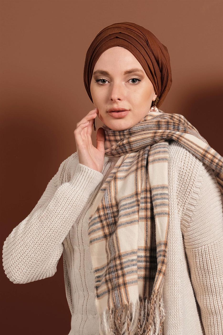 Hijab clothing BEIGE KNIT DRESS SUIT 0501 