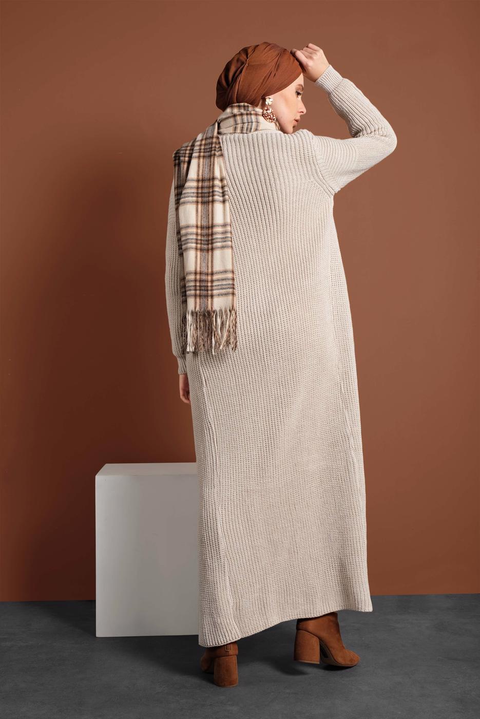 Hijab clothing BEIGE KNIT DRESS SUIT 0501 