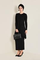 Tesettür giyim SİYAH SİMLİ TRİKO ETEKLİ TAKIM  4501