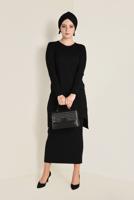 Tesettür giyim SİYAH SİMLİ TRİKO ETEKLİ TAKIM  4501