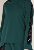 Tesettür giyim YEŞİL PUL PAYET DETAYLI ETEKLİ TAKIM 4611