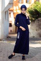 Tesettür giyim LACİVERT PUL PAYET DETAYLI ETEKLİ TAKIM 4611