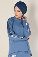 Tesettür giyim YEŞİL PUL PAYET DETAYLI ETEKLİ TAKIM 4611