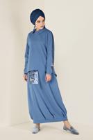 Tesettür giyim YEŞİL PUL PAYET DETAYLI ETEKLİ TAKIM 4611