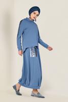 Tesettür giyim YEŞİL PUL PAYET DETAYLI ETEKLİ TAKIM 4611