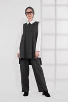 Tesettür giyim GRİ YIRTMAÇLI ERKEK YAKA 3&prime;LÜ TAKIM 5755-1