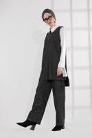 Tesettür giyim GRİ YIRTMAÇLI ERKEK YAKA 3&prime;LÜ TAKIM 5755-1