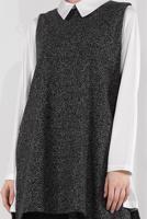 Tesettür giyim GRİ YIRTMAÇLI ERKEK YAKA 3&prime;LÜ TAKIM 5755-1