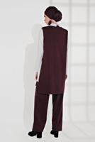 Tesettür giyim BORDO ÇİZGİLİ ÜÇLÜ PANTOLONLU TAKIM 4365