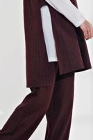 Tesettür giyim BORDO ÇİZGİLİ ÜÇLÜ PANTOLONLU TAKIM 4365