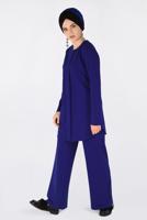 Tesettür giyim LACİVERT BİSİKLET YAKA 2&prime;Lİ PANTOLON TAKIM 4561