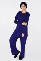Tesettür giyim LACİVERT BİSİKLET YAKA 2&prime;Lİ PANTOLON TAKIM 4561