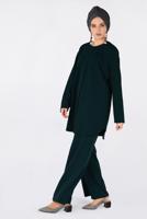 Tesettür giyim YEŞİL BİSİKLET YAKA 2&prime;Lİ PANTOLON TAKIM 4561