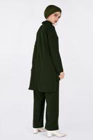 Tesettür giyim YEŞİL YANDAN YIRTMAÇLI PANTOLONLU TAKIM 4763