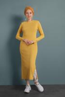 Tesettür giyim SARI YIRTMAÇLI TRİKO TUNİK 0921-1