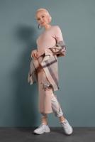 Tesettür giyim PUDRA YIRTMAÇLI TRİKO TUNİK 0921-1