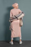 Tesettür giyim PUDRA YIRTMAÇLI TRİKO TUNİK 0921-1