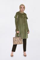 Tesettür giyim BEJ KOLLARI VE OMUZLARI VOLANLI TUNİK 4789-1