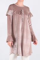 Tesettür giyim PUDRA KOLLARI VE OMUZLARI VOLANLI TUNİK 4789-1