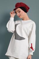 Vêtements hijab CRÈME TUNIQUE À MANCHES NOUÉ 0020 