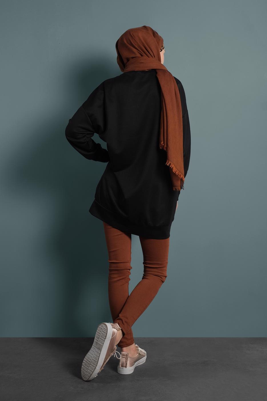 Vêtements hijab NOIR TUNIQUE SPORT IMPRIMÉE 167