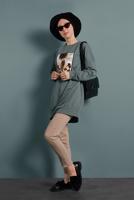 Tesettür giyim YEŞİL BASKILI EŞOFMAN TUNİK 167