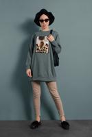 Tesettür giyim YEŞİL BASKILI EŞOFMAN TUNİK 167