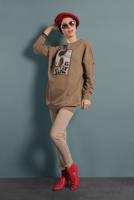 Tesettür giyim KAHVE BASKILI EŞOFMAN TUNİK 167