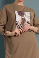 Tesettür giyim KAHVE BASKILI EŞOFMAN TUNİK 167