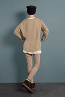 Tesettür giyim BEJ YAZI DETAYLI RENKLİ TUNİK 237