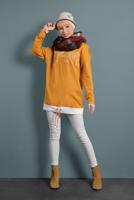 Tesettür giyim TURUNCU YAZI DETAYLI RENKLİ TUNİK 237