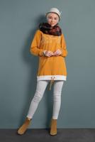 Tesettür giyim TURUNCU YAZI DETAYLI RENKLİ TUNİK 237