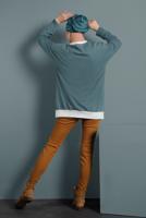 Tesettür giyim YEŞİL YAZI DETAYLI RENKLİ TUNİK 237